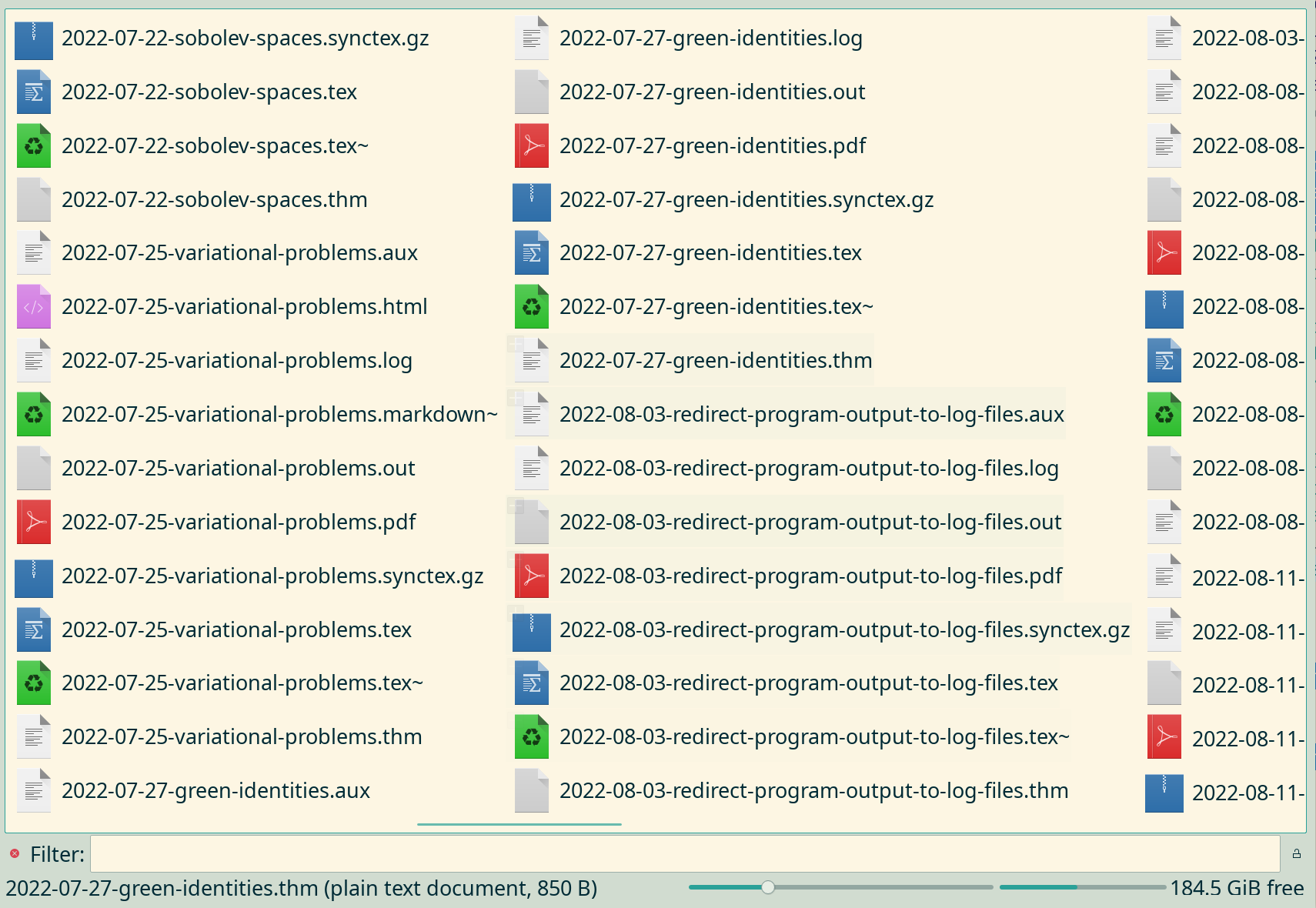 Many intermediate files are displayed in Dolphin by default